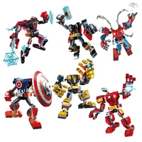 2021 new war super iron armor robot building blocks military heroes mecha figures weapon bricks toys children hero toy gifts