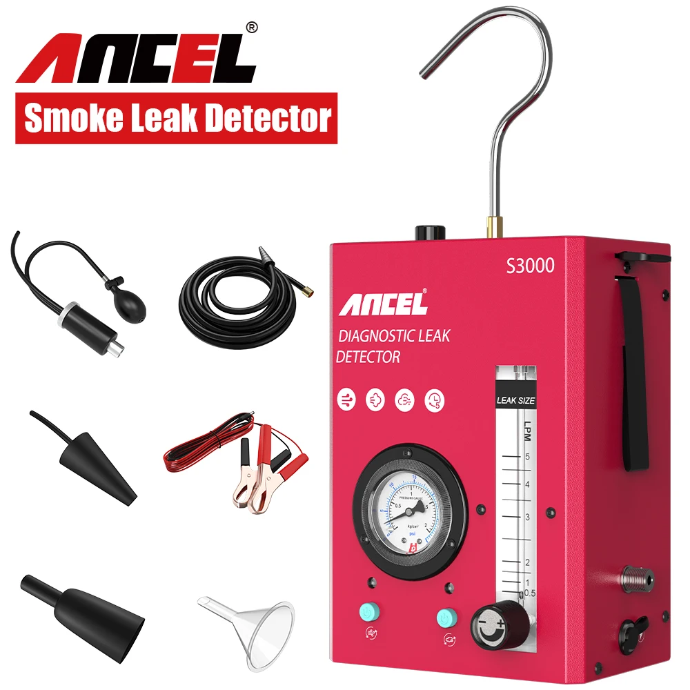

ANCEL S3000 Smoke Leak Detector EVAP Smoking Pipe Automotive Gas Leakage Analyzer Vacuum Smoke Generator for Cars