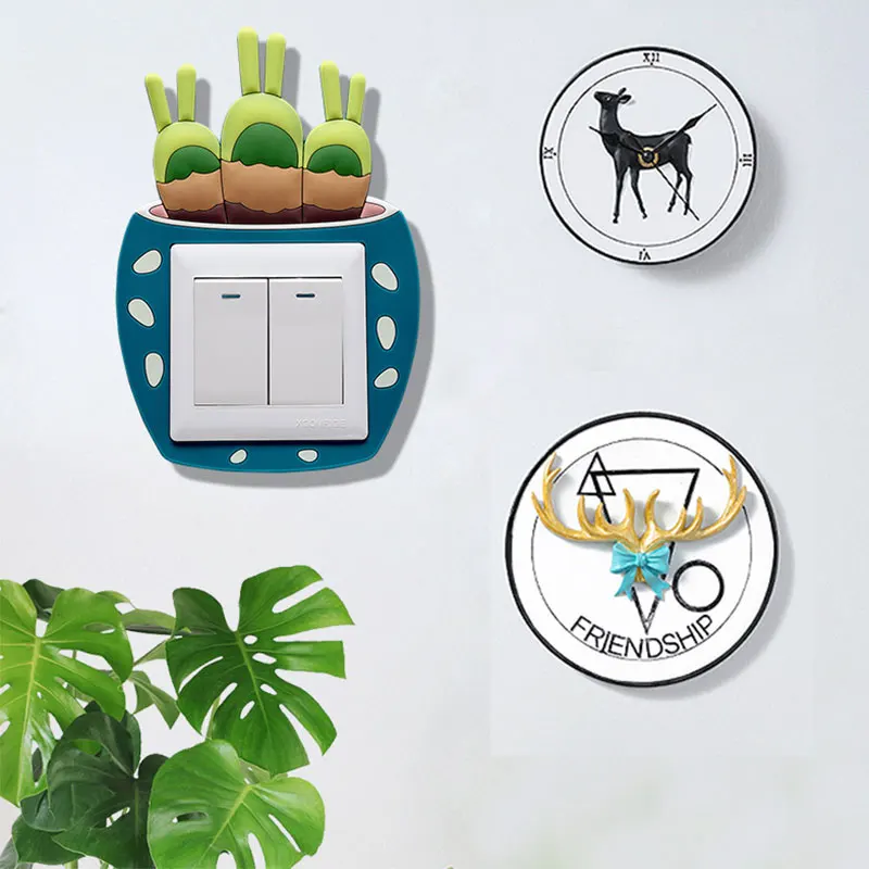 Cartoon Cactus Shape Light Switch Surround Socket Finger Plate Panel Cover Hot for Home Decoration Wall Sticker | Дом и сад
