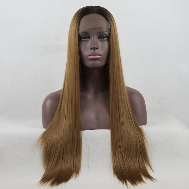 Кружевные передние волосы Омбре t4/27 предварительно выщипанные прямые 13*4