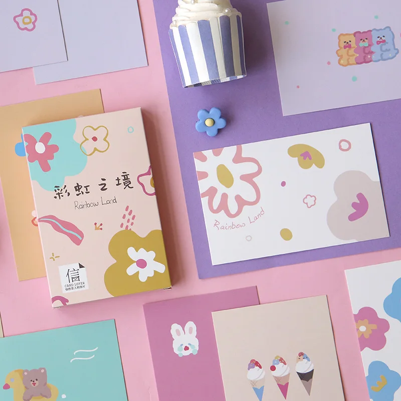 30 листов/Набор Новинка Радуга земля открытка милые цветы поздравительная с