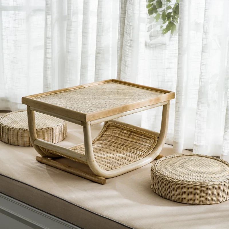 

GY Rattan Bay Window Small Table Small Coffee Table Japanese Multi-Functional Zen Tatami Small Low Table