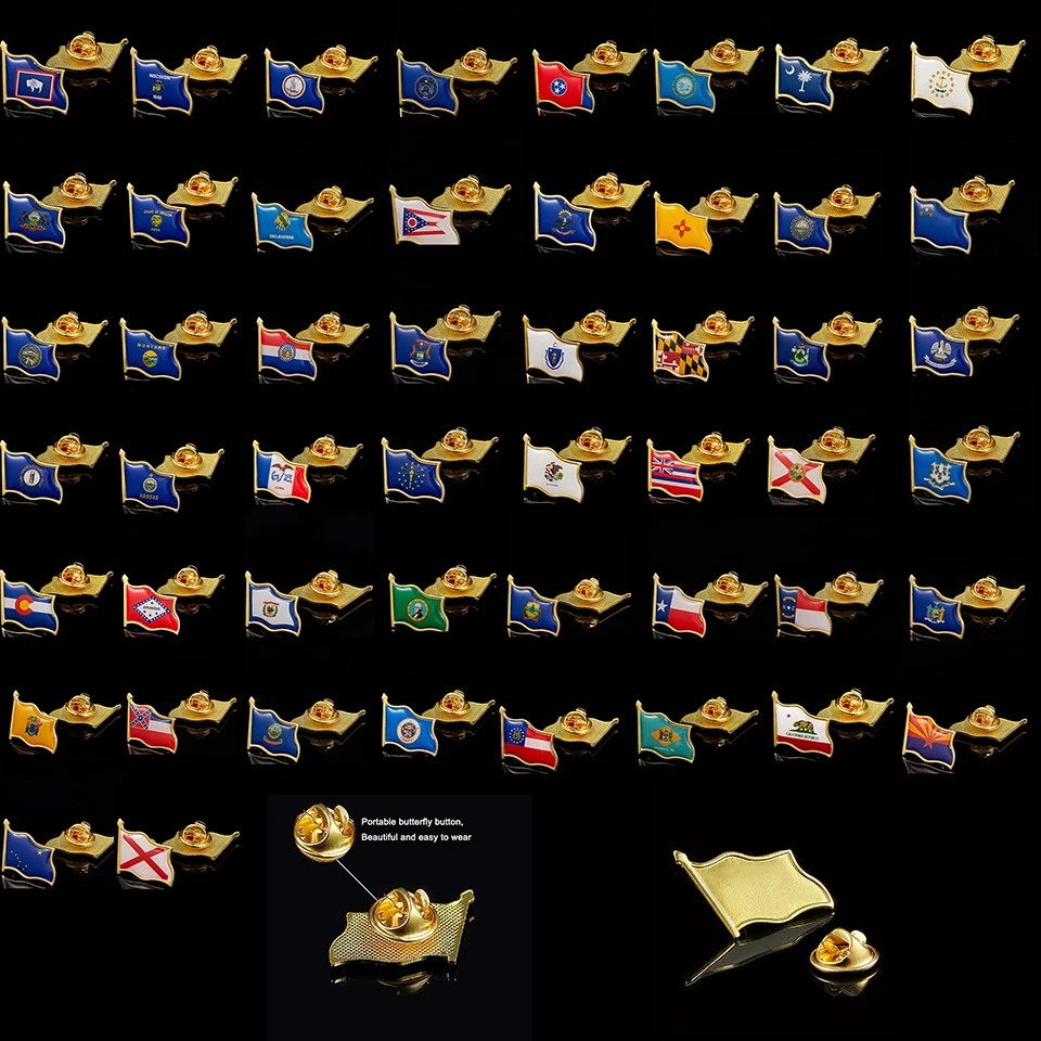 Металлическая эмалированная булавка и брошь в США для всех 50 стран заколка
