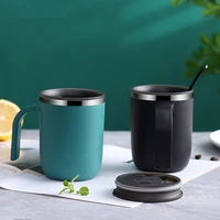 400ml 304 stainless steel coffee mug double wall leakproof beer milk cup with lid for office home kitchen drinkware tableware