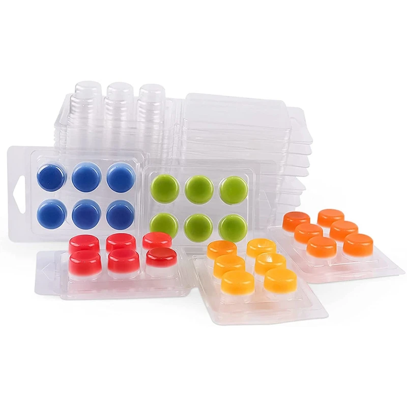 

Формы для плавления воска, 50 упаковок, пластиковые контейнеры для плавления воска в форме свечи, раскладные формы, 6 полостей, форма для куби...