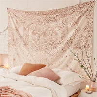 pink starry sky wall carpet tapestry wall hanging moon hippie psychedelic tapestry mandala floral boho decor yoga beach blanket
