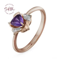 skm amethyst rings flower rings for women14k rose gold delicate engagement wedding rings gift for wife fine jewelry