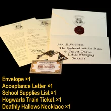 The Marauders Map Hogwar Acceptance Letter Platform 9 3/4 Ticket Deathly Hallows Necklace Wizard School Collection