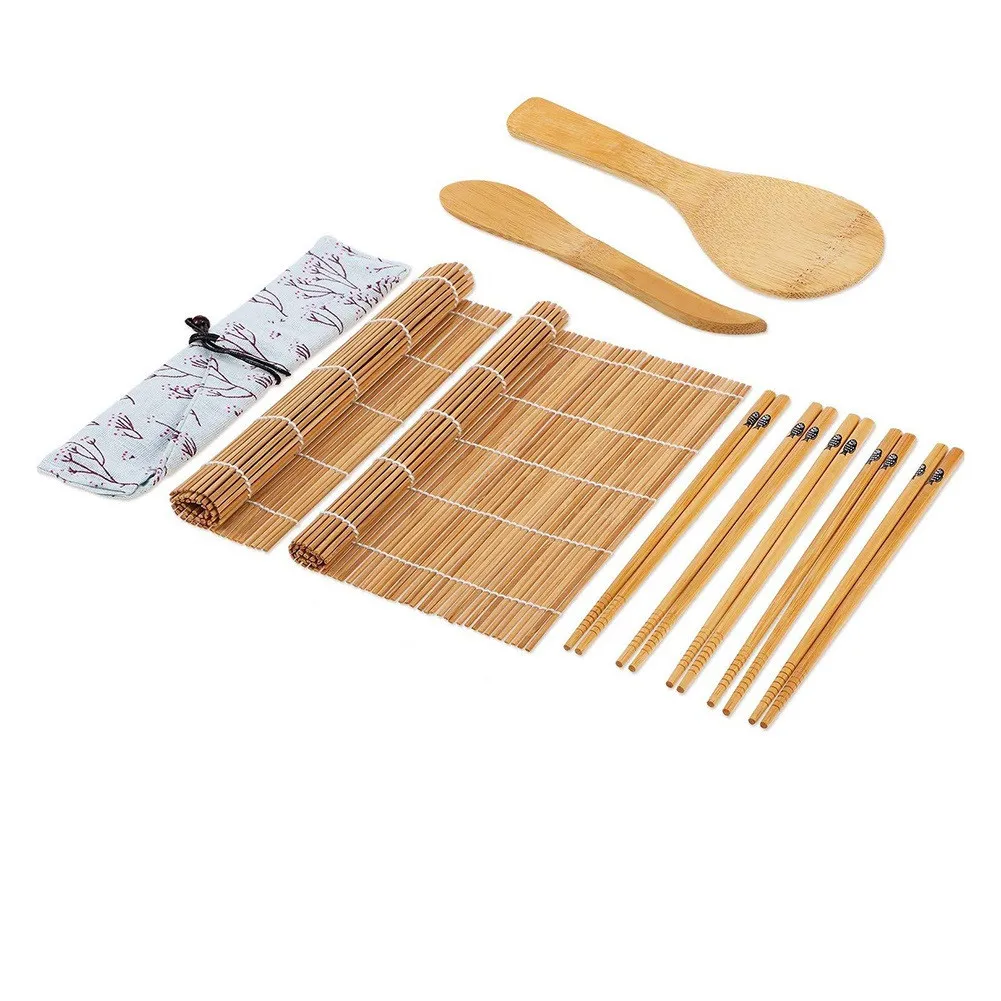 

10Pcs Sushi Making Kit Sushi Roller Mat Sushi Kit Gift Set Chopsticks And Paddle Bamboo Sushi Rolling Mats Kit