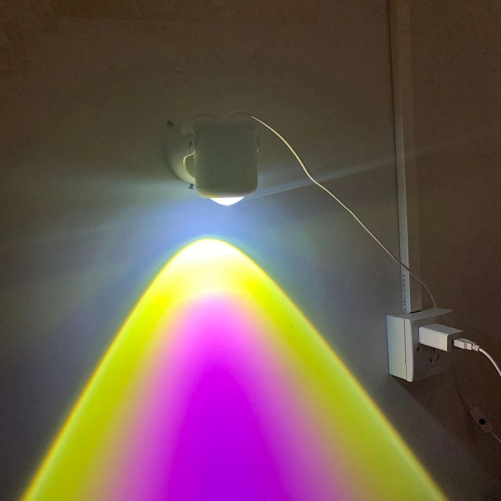 

Projection Lamp USB Rainbow Sunset Romantic Projection Atmosphere Night Light Adjustable Desktop Wall Lamps Colorful Fill Light