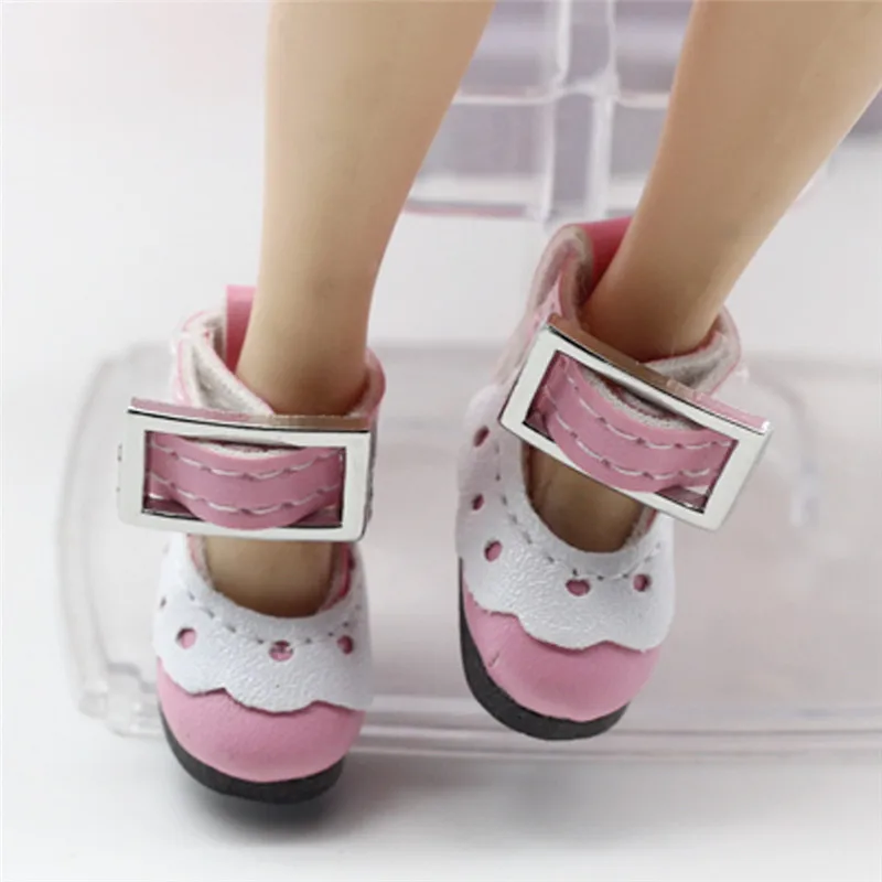Розовый 1 пара 2,8 см обувь подходит для Blyth Licca Jb Pullip кукла мини игрушка обувь для русской куклы 7 цветов кружевная обувь для 1/6 BJD куклы - Цвет: Розовый