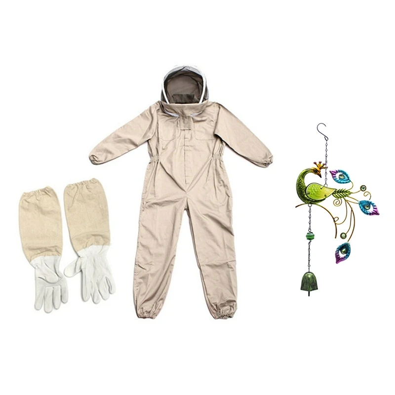 

Воздухопроницаемый полноразмерный костюм пчеловодства с ветряными колокольчиками в форме павлина, металлические поделки, окрашенные укра...