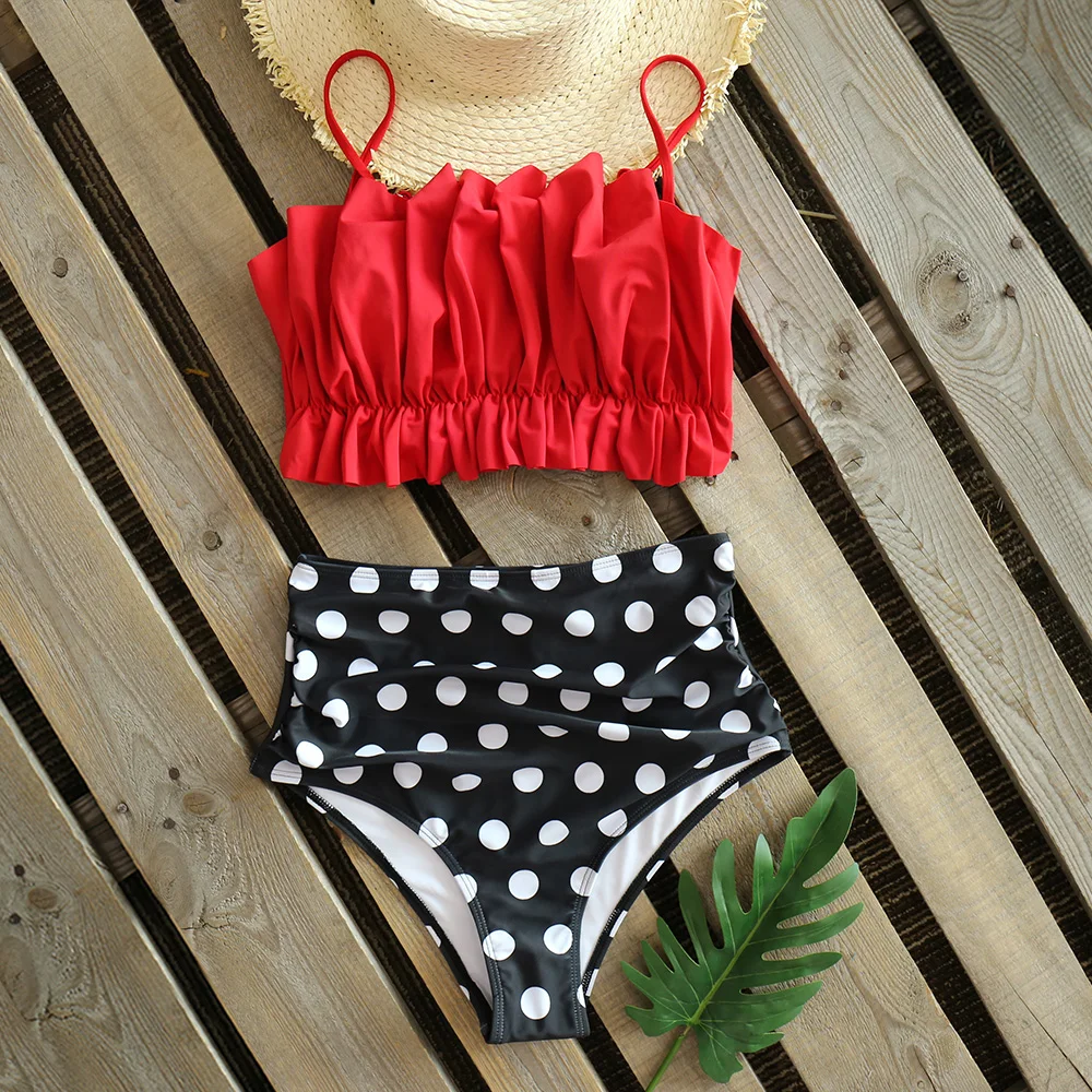 Комплект бикини с высокой талией новинка 2020 сексуальный купальник принтом