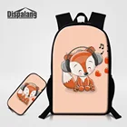 Рюкзак женский, школьный и Дорожный комплект из 2 предметов, с принтом в виде мультяшной лисы, единорога, свинки