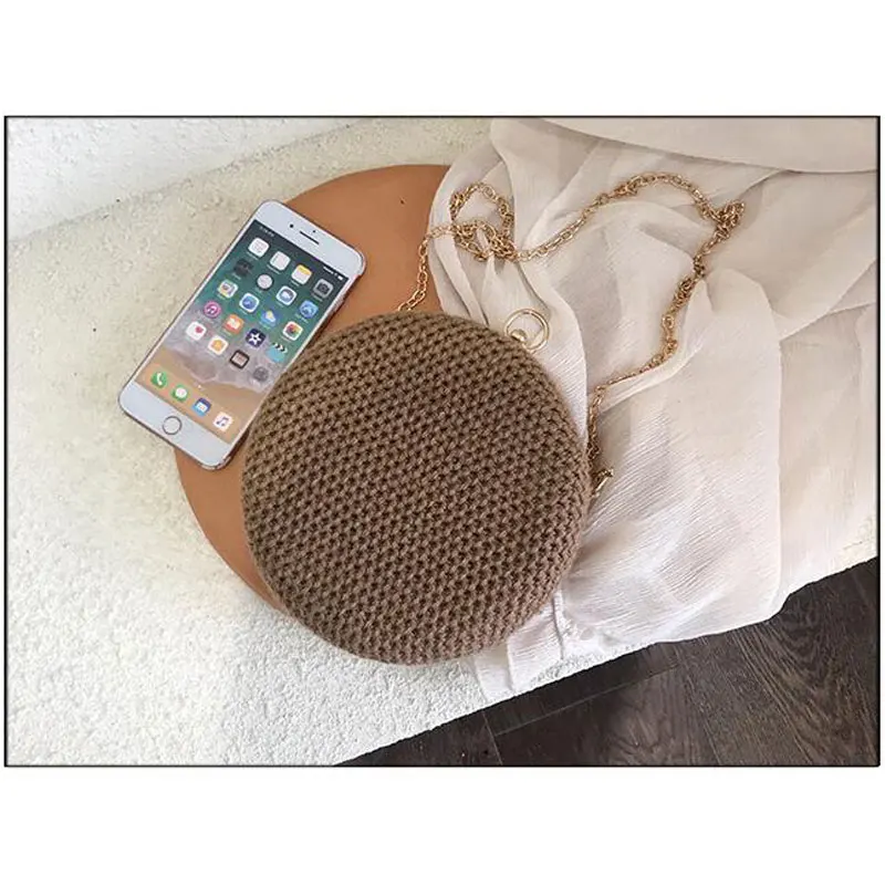 LJT брендовая ручная тканая сумка круглая с пряжкой 2019 женская через плечо