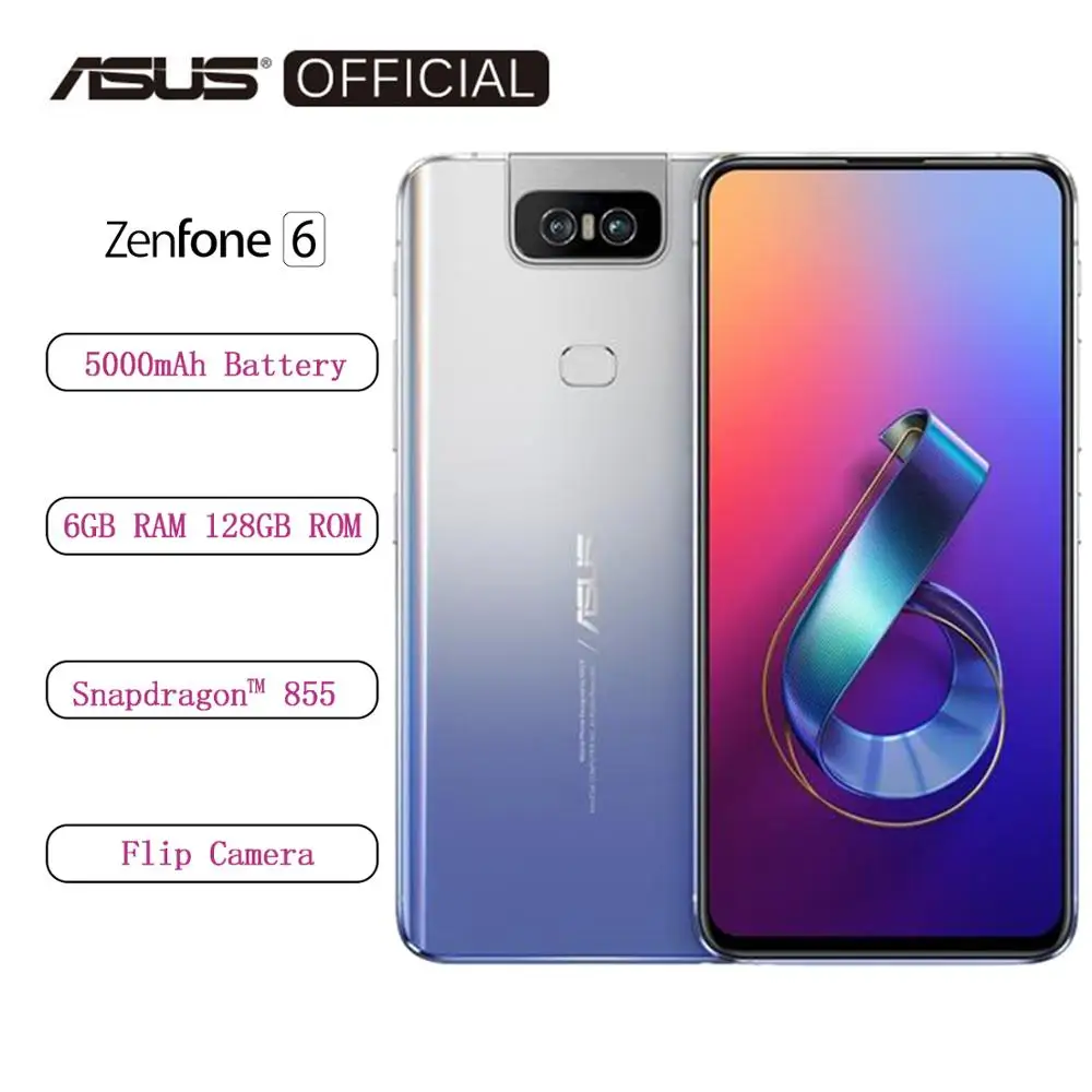 Глобальная версия ASUS Zenfone 6 ZS630KL ГБ ОЗУ 64/128 Гб ПЗУ 4 дюйма QC4.0 + NFC 4G LTE смартфон Face ID 5000
