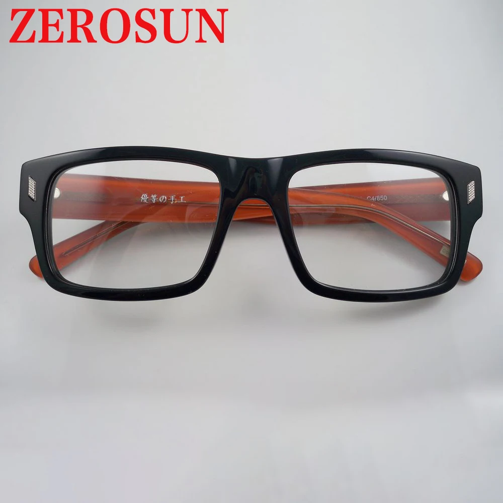 

Очки Zerosun мужские с прозрачными линзами, винтажные корейские прямоугольные, в ацетатной оправе, Ретро стиль, черные