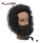 Голова манекена для тренировок в Африканском и американском стиле, голова манекена с бородой в стиле афро для практики резки с бесплатной подставкой для стола