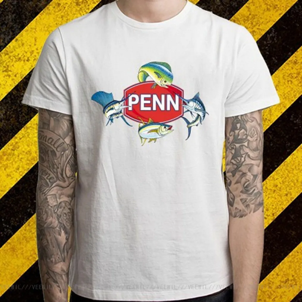 Стильная футболка с логотипом рыболовных катушек PENN FOUR FISH|Мужские футболки| |