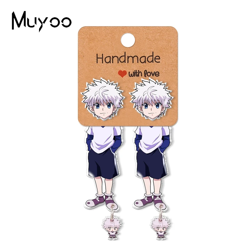 2021 New Anime Hunter X GON Killua Epoxys Acrylic Earrings Handcraft Stud | Украшения и аксессуары