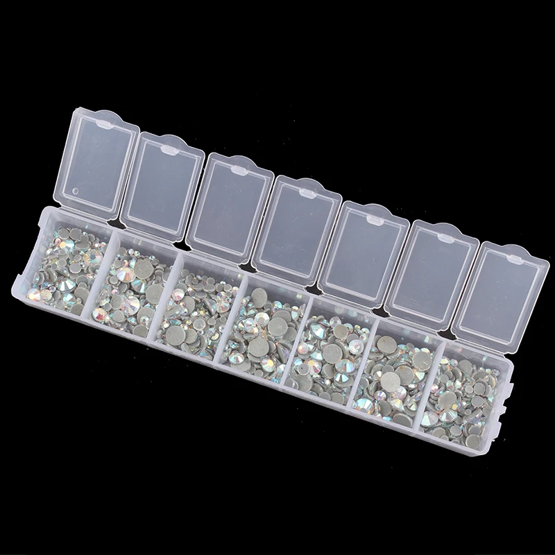 7 отделений задний Чехол Прозрачный Пластиковый пустой контейнер для Стразы