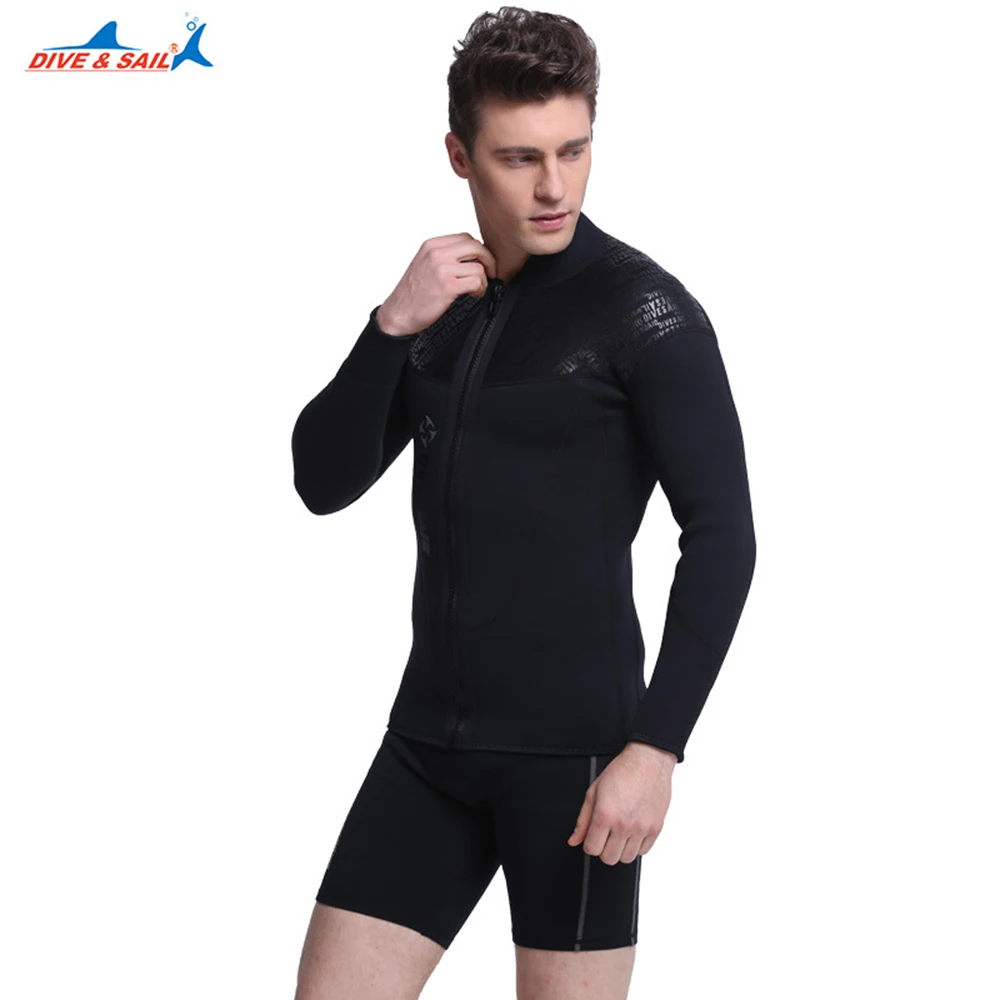 

3MM Neoprene Long Sleeved Jumpsuit For Men Wetsuit Scuba Dive Jacket Wet Suit Top Winter Swim Warm Surf Upstream