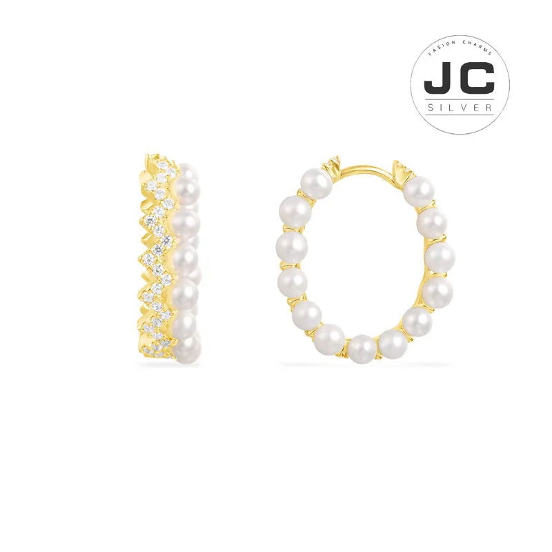 New Fashion Charms Tibetan silver Original Engraving Up And Down Earrings With Pearls For Women Mono Zircon Glamour Jewelry Gift | Украшения
