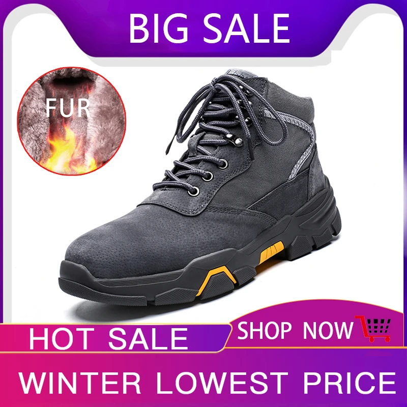 2019 осенне зимние ботинки мужские водонепроницаемые удобные меховые теплые