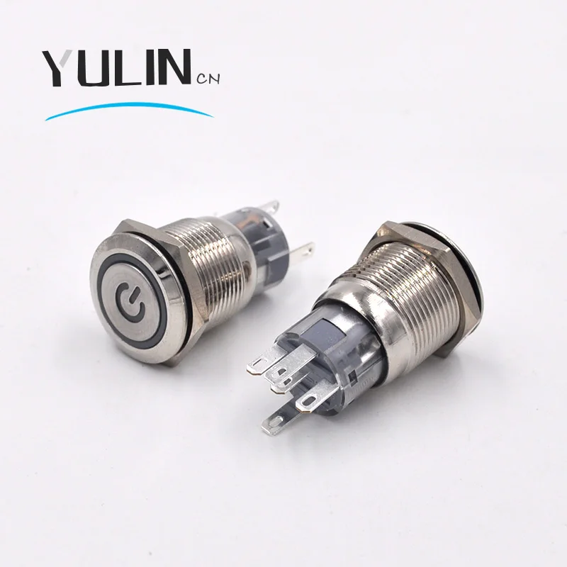 Водостойкий металлический кнопочный выключатель 19 мм 6 в 12 В 110 220 светодиодный
