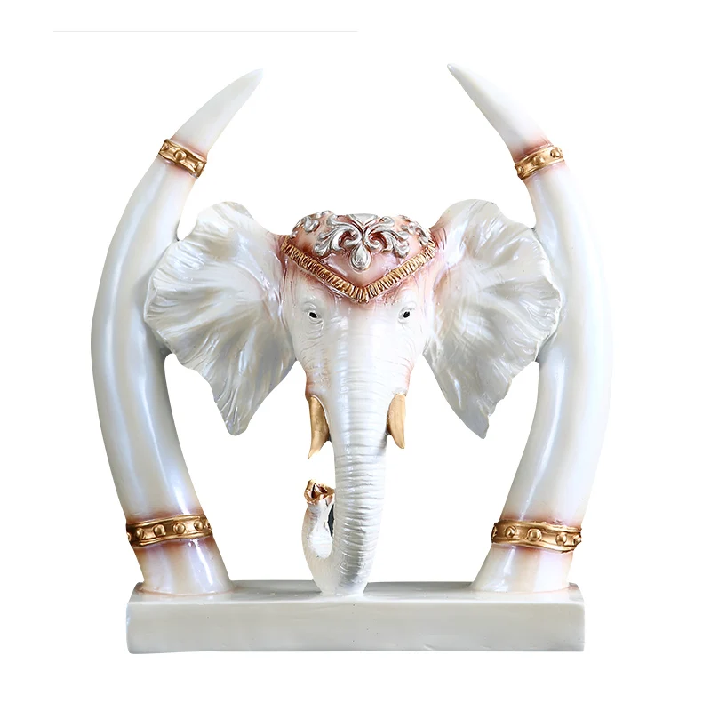 

European Resin Elephant Landscape Round Shape Decoration Home Livingroom TV Cabinet Ornaments Art Hotel Office Figurines Crafts