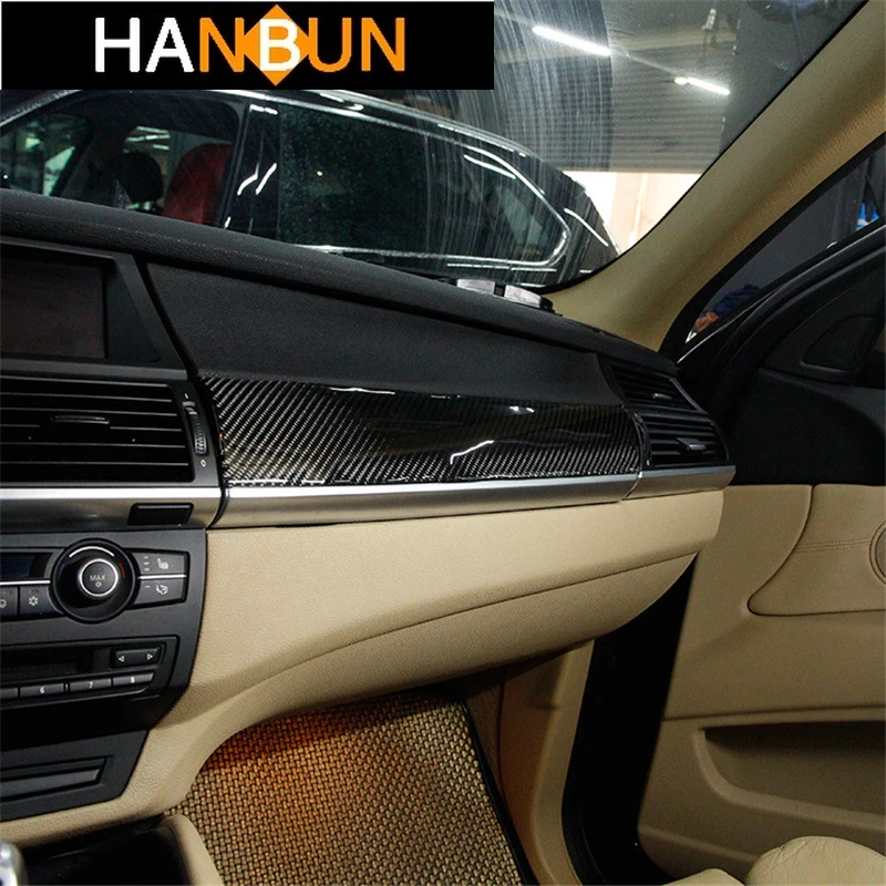 

Стайлинг автомобиля, отделка из углеродного волокна для BMW X5 X6 E70 E71 2008-2014 LHD Co-pilot, декоративная наклейка для панели центральной консоли