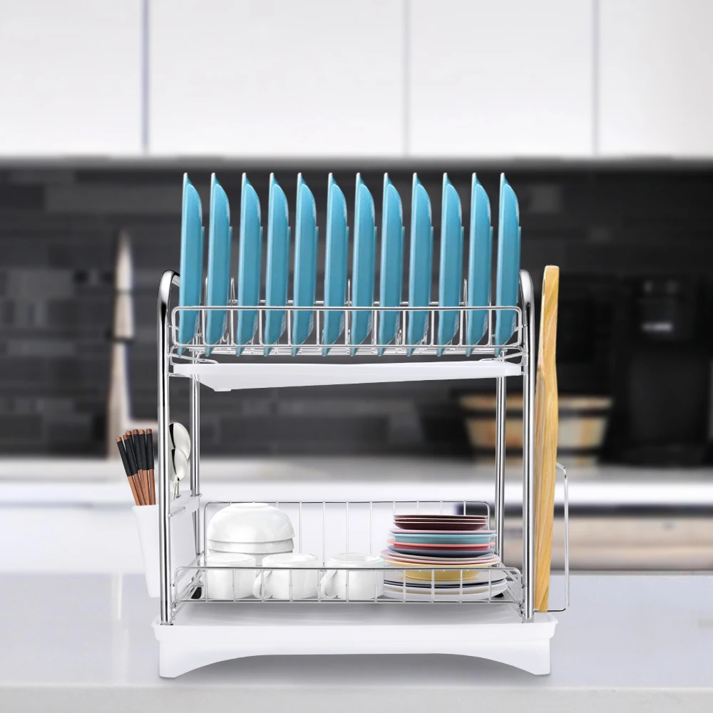 2 яруса сушилка для посуды Кухня Стиральная Держатель корзина с покрытием из