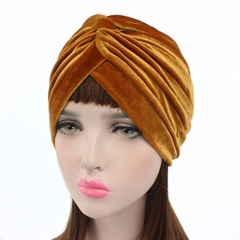 New Woman Hijabs Velvet Cross Twist Turban Hat Chemo Head Cap Beanie Ladies Hair Accessories Muslim Scarf Loss | Тематическая