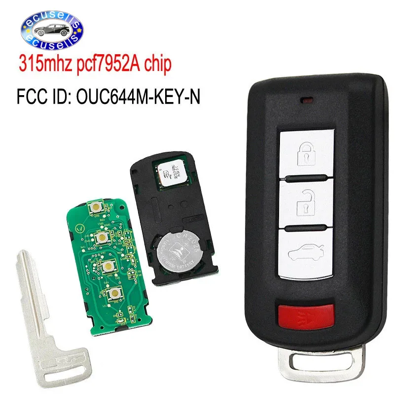 3 + 1/4 btns умный ключ без ключа для входа Mitsubishi Lancer Outlander Galant 315 МГц PCF7952A чип FCC: OUC644M-KEY-N