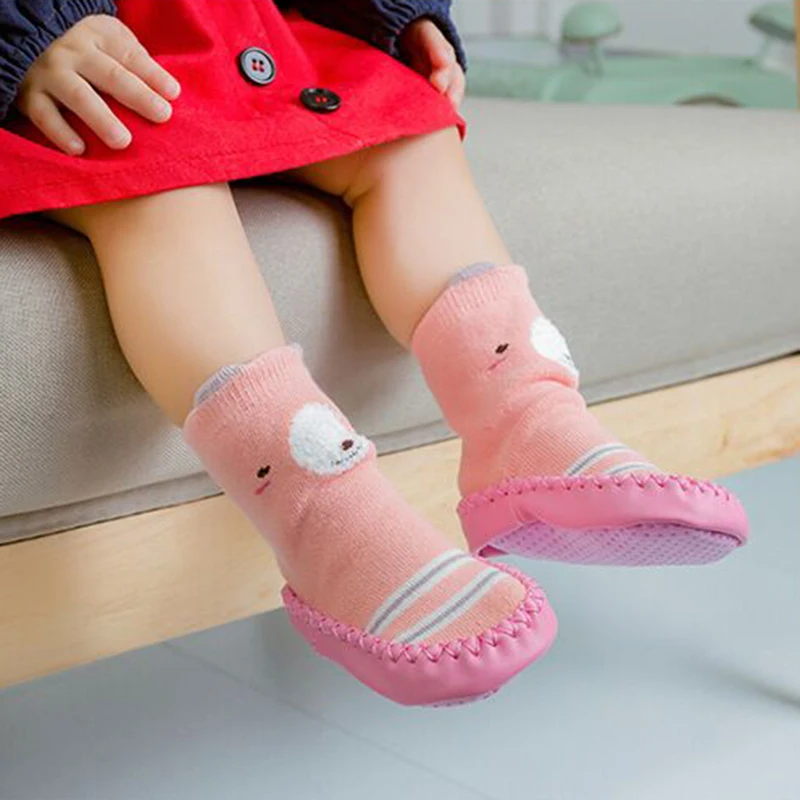 Детские носки зимние домашние для малышей обувь новорожденных искусственная