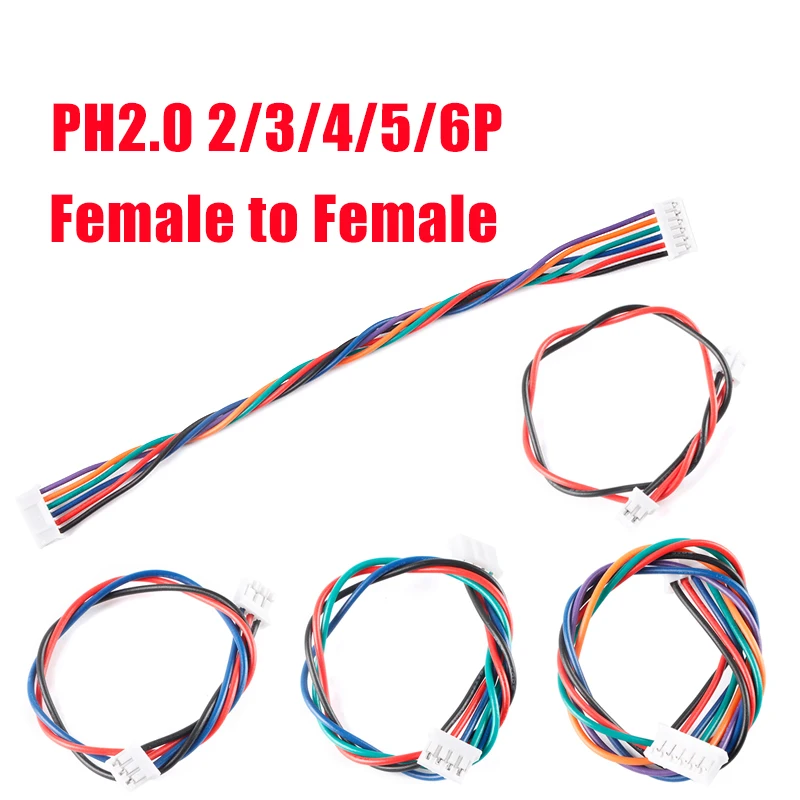 

5PCS PH2.0 15cm double female Head Terminal Connector 2P 3P 4P 5P 6Pin Electronic Solder Crimp Wire Cable Terminal Connector