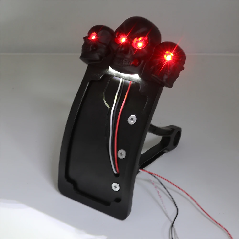 Хромированный с черепом светодиодный задний фонарь кривая Боковое крепление