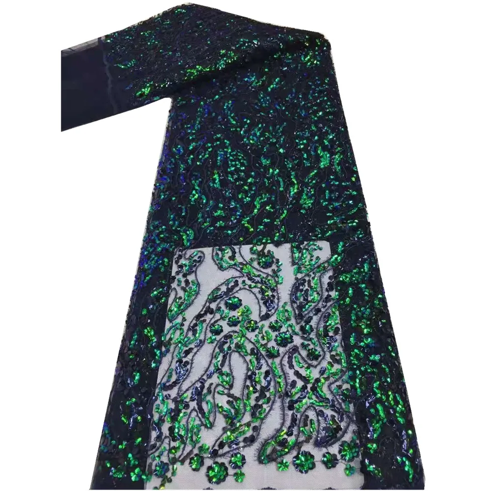

African Lace Fabric 2021 New Nigerian Sequin Lace Fabric High Quality French Lace Embroidery Fabrics For Women Party FJ-175