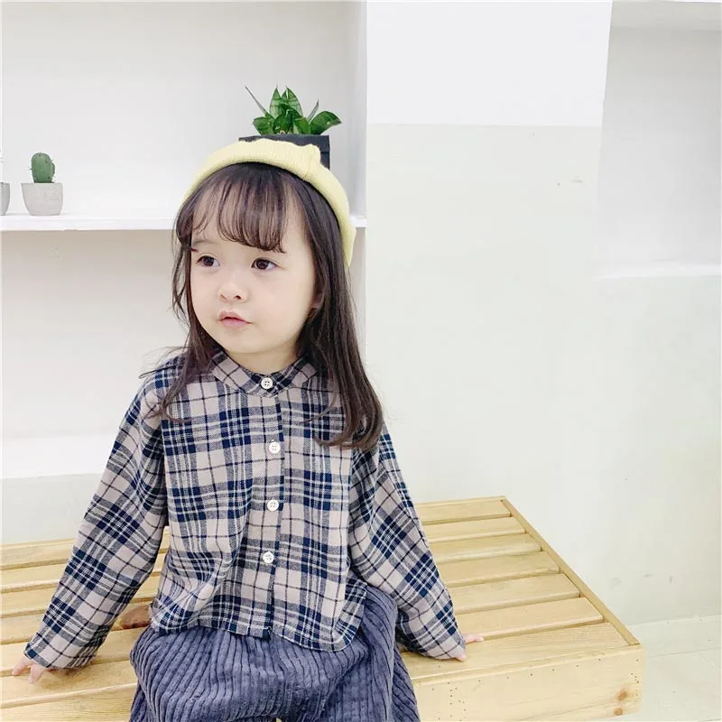 

2-7Y Baby Girl Long Sleeve Plaid Print Autumn Kids Tops Casual Blouse Baby Girl TeesT-Shirts Kids Tops Tees Shirts Casual Blouse