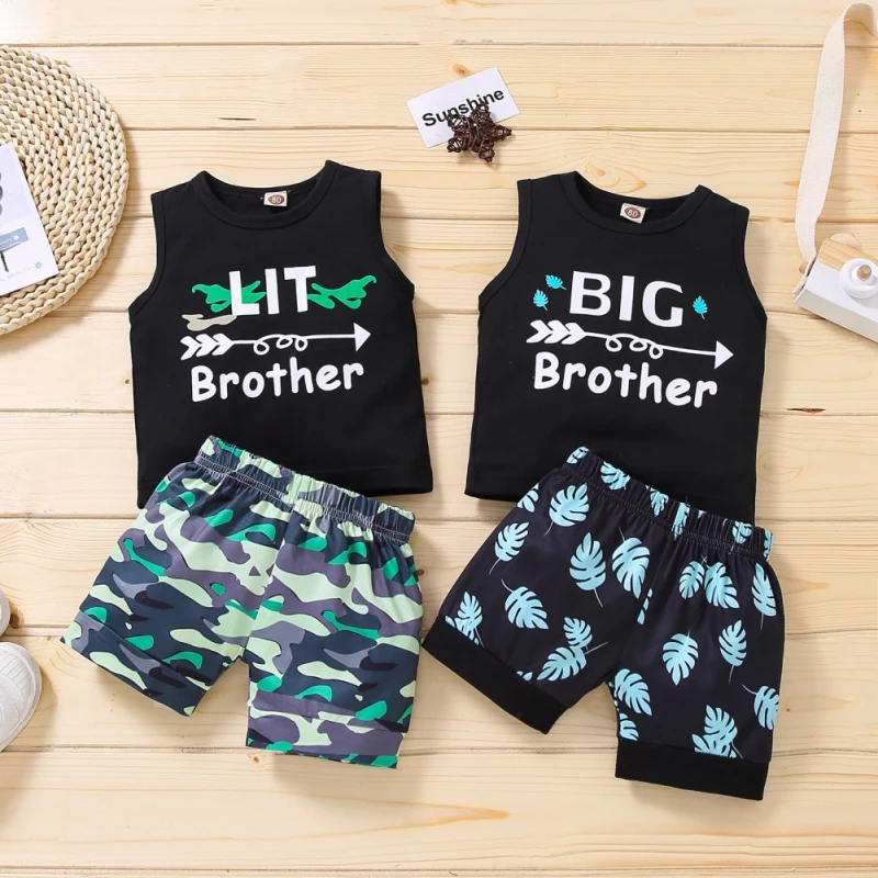 

Baby Sets Kid Summer Clothing Letter Print Sleeveless Vest + Shorts Newborn Children Clothing For Boy Leisure Sports Outfits