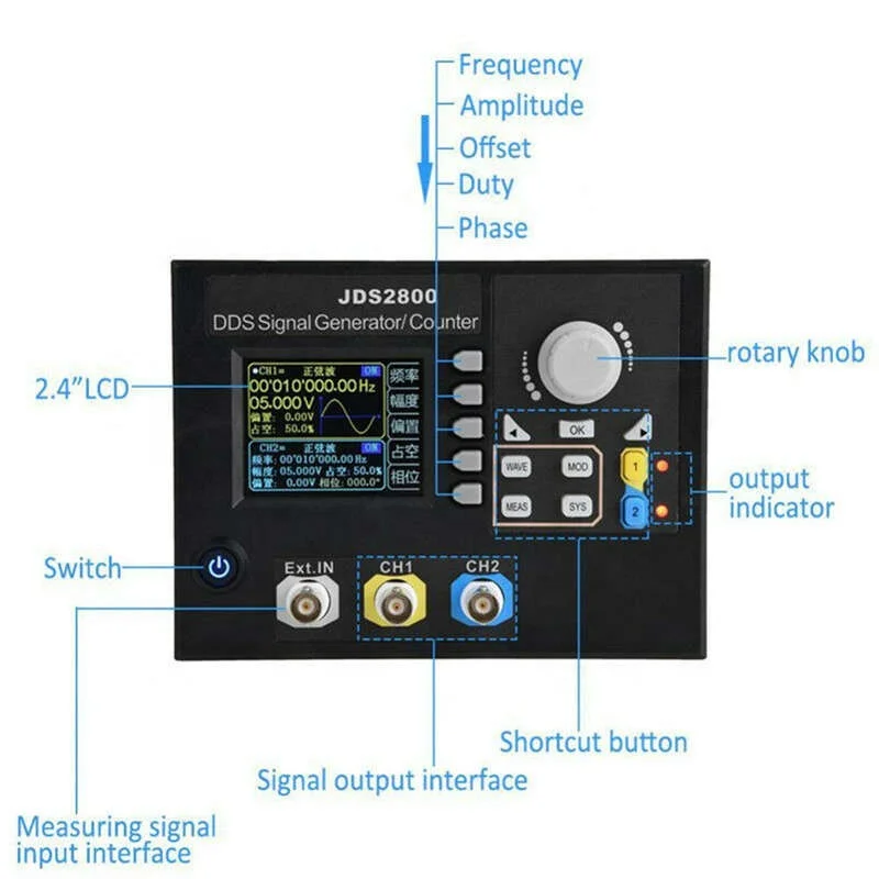 

JDS2800 60MHz DDS Generator Function Arbitrary Waveform Signal Generator Frequency Meter