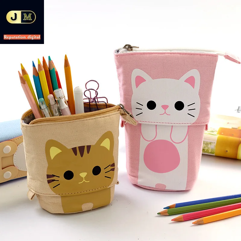 

JMDX Creative Cute Cat Pencil Case Zipper Kawaii Cartoon Pencils Box Pen Bag Boys Girls School Student Stationery Gift Supplies