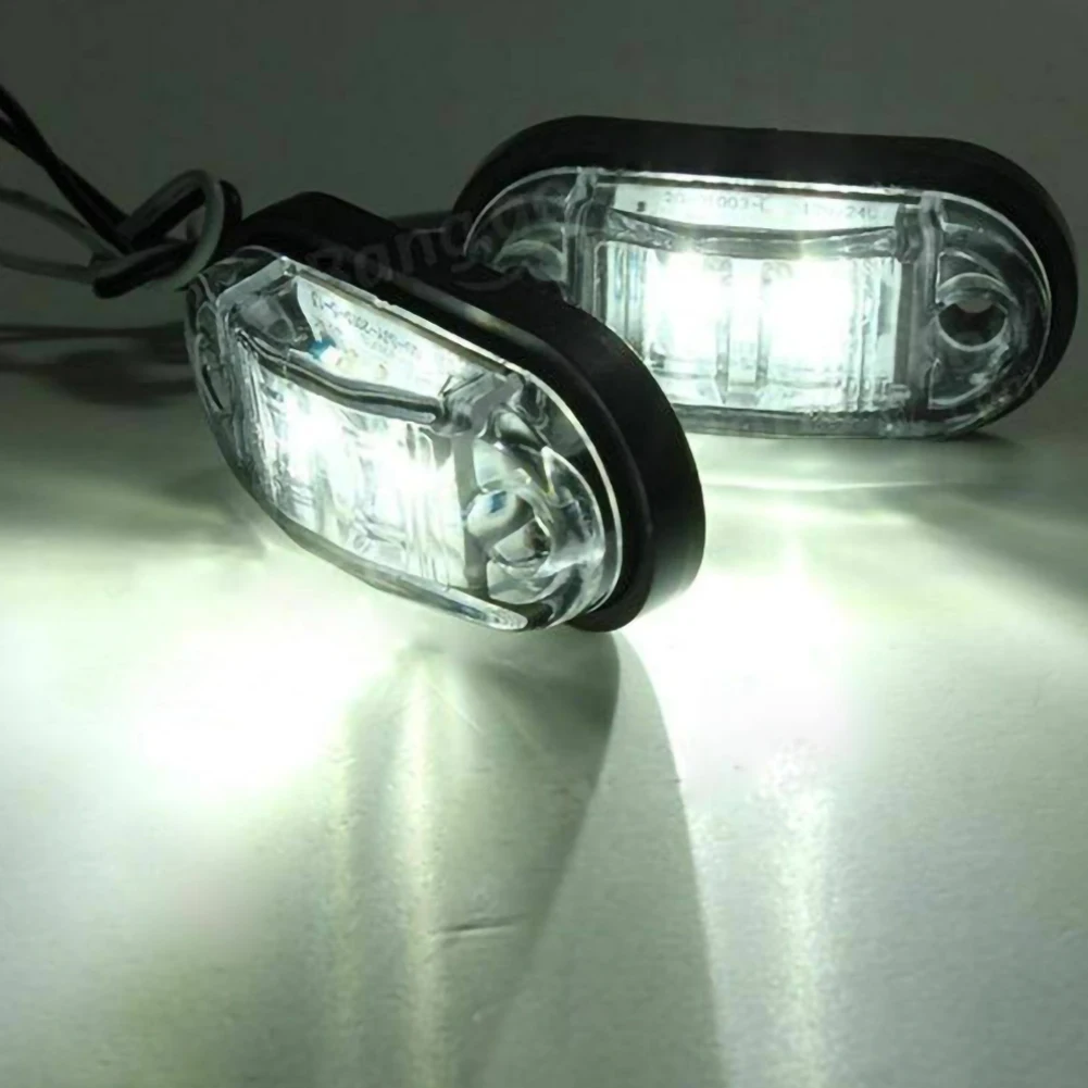 

2 Pieces Of White LED Side Marker Light Headlight Assembly Safety Light Clearance Car Trailer Caravan 12V Waterproof Accessories