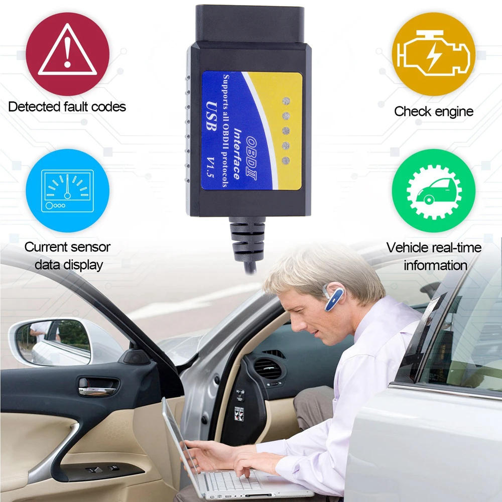 Диагностический сканер OBD/OBDII ELM 327 USB |