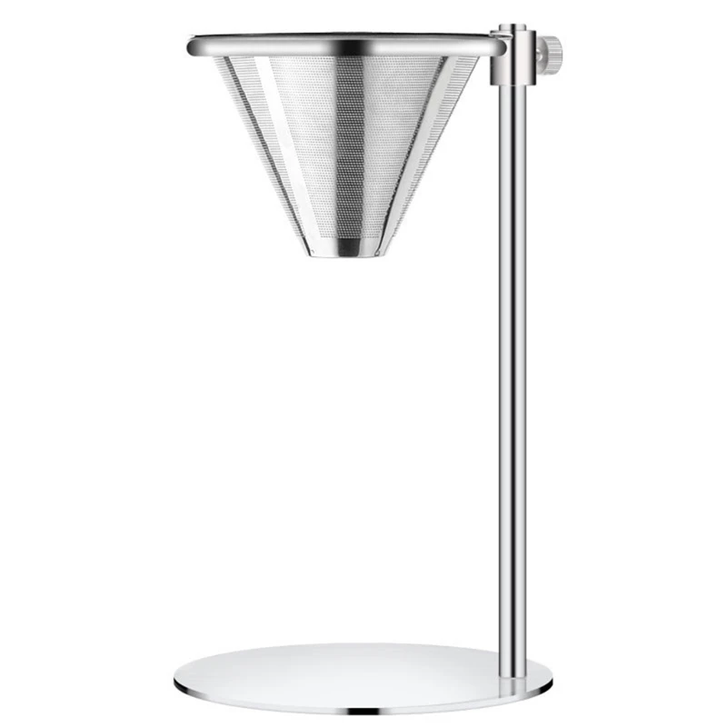 

Adjustable Stainless Steel Pour Over Coffee Maker Station Stand with Double Filter Freestanding Drip Cone Brewer