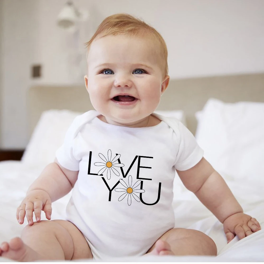 

Женское боди с принтом Love You, белое базовое повседневное боди для новорожденных мальчиков и девочек, лето 2022