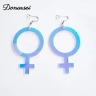 Женские серьги-подвески Donarsei, серьги-подвески с лазерным эффектом, массивные геометрические, меняющие цвет