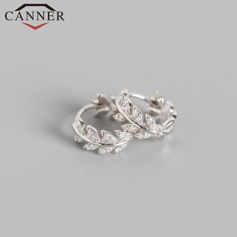 Женские серьги-кольца из стерлингового серебра 925 пробы с фианитом в виде