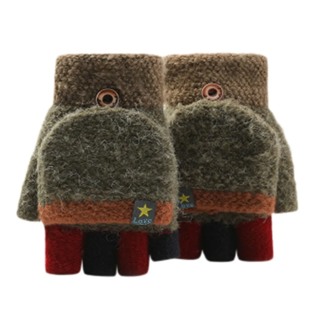 Детские вязаные перчатки зимние теплые митенки с закрытыми пальцами антифриз