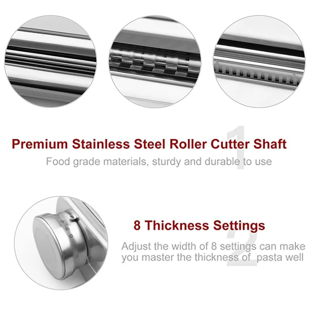 

Pasta Maker Stainless Steel Pasta Spaghetti Roller Stand Type Mixer Noodle Press Attachment Kitchen Tool For